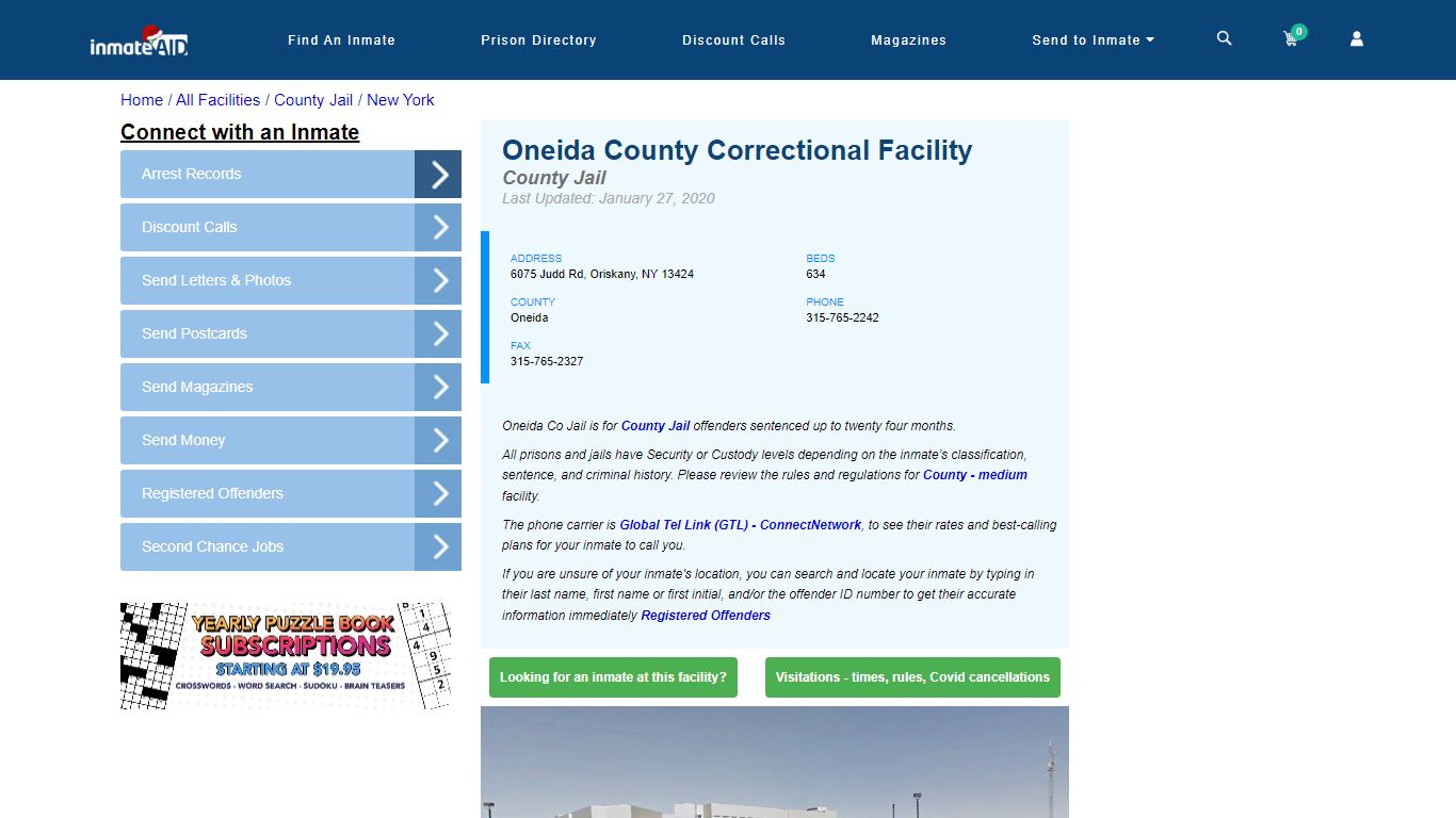 Oneida County Correctional Facility - Inmate Locator - Oriskany, NY
